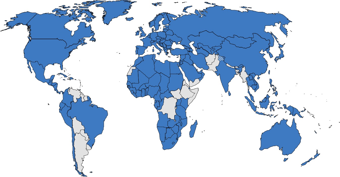  Carte C: États membres signataires du Traité de coopération en matière de brevets, signé en 1970 (source: WIPO, CC BY-SA 4.0, via Wikimedia Commons). 