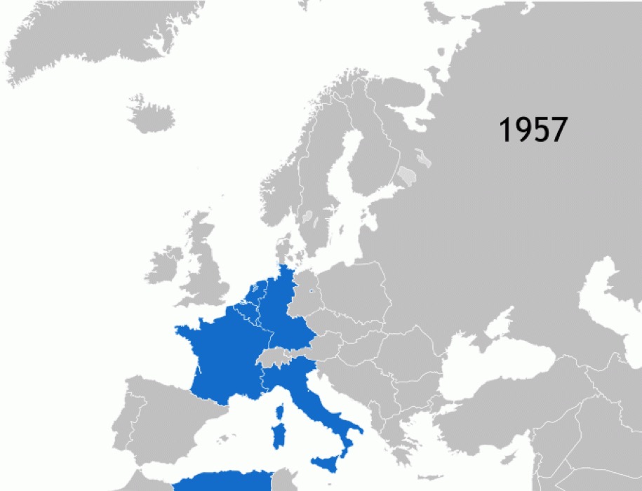  Cartes G à Q: Pays membres de l'Union européenne par ordre chronologique d'intégration ou de retrait (source: Kolja21, domaine public, via Wikimedia Commons). 
